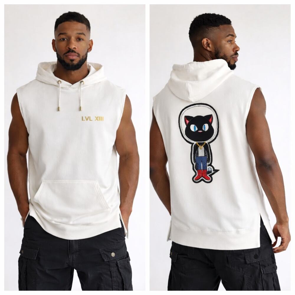 LVL XIII Rare Space Cat Muscle Hoodie Sleeveless Deadstock Factory Sealed LARGE
